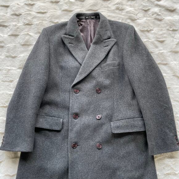🔥Vintage Lord & Taylor Wool Cashmere Blend Classic Double Breasted Men Overcoat - Picture 8 of 16